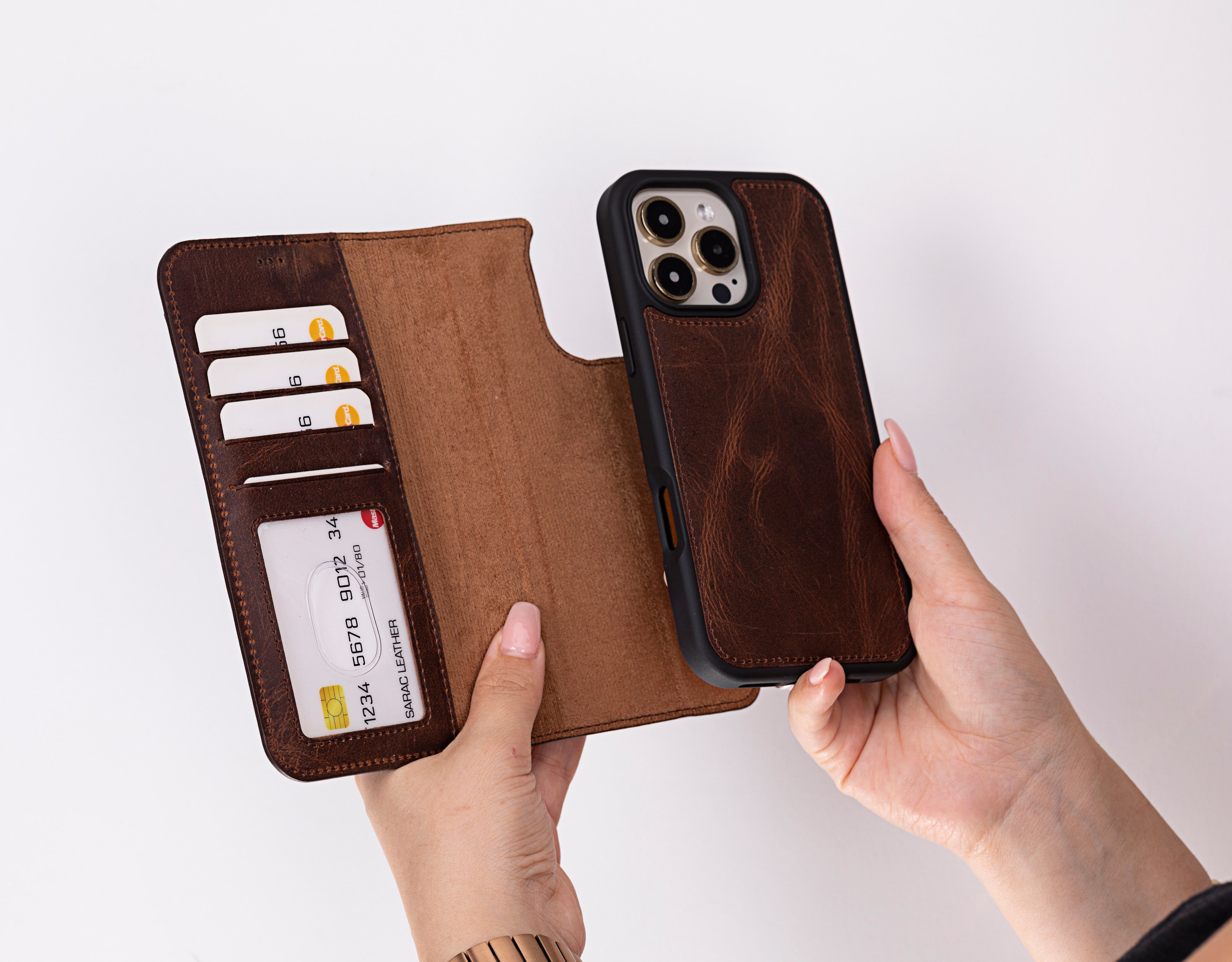 Liluri iPhone 16 Pro Max Detachable Genuine Leather Case - saracleather