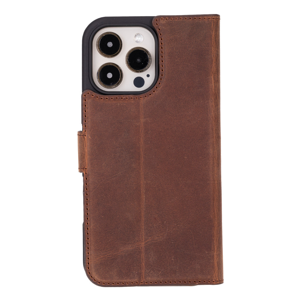 Magic iPhone 16 Pro Genuine Leather Detachable Wallet Case
