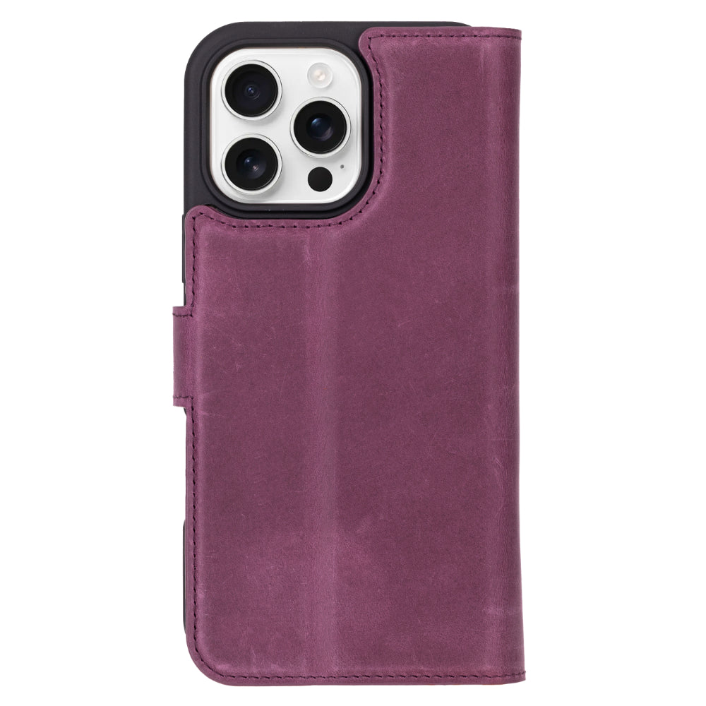 Magic iPhone 16 Pro Genuine Leather Detachable Wallet Case