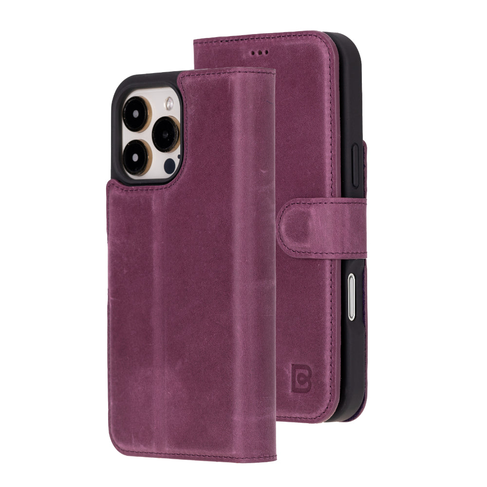 Magic iPhone 16 Pro Genuine Leather Detachable Wallet Case