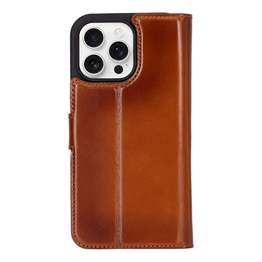 Magic iPhone 16 Pro Genuine Leather Detachable Wallet Case