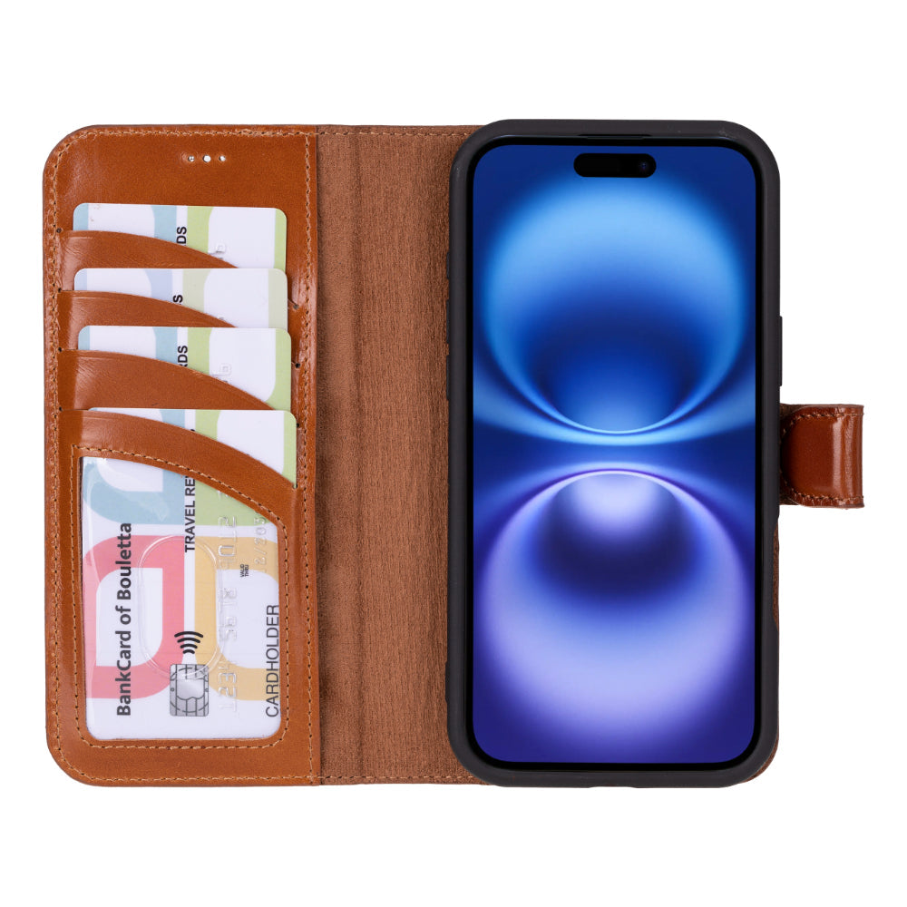 Magic iPhone 16 Plus Çıkarılabilir Hakiki Deri Cüzdan Kılıf