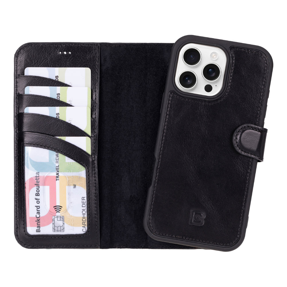 Magic iPhone 16 Pro Max Deri Ayrılabilir Cüzdan Kılıfı (RFID, Bouletta)