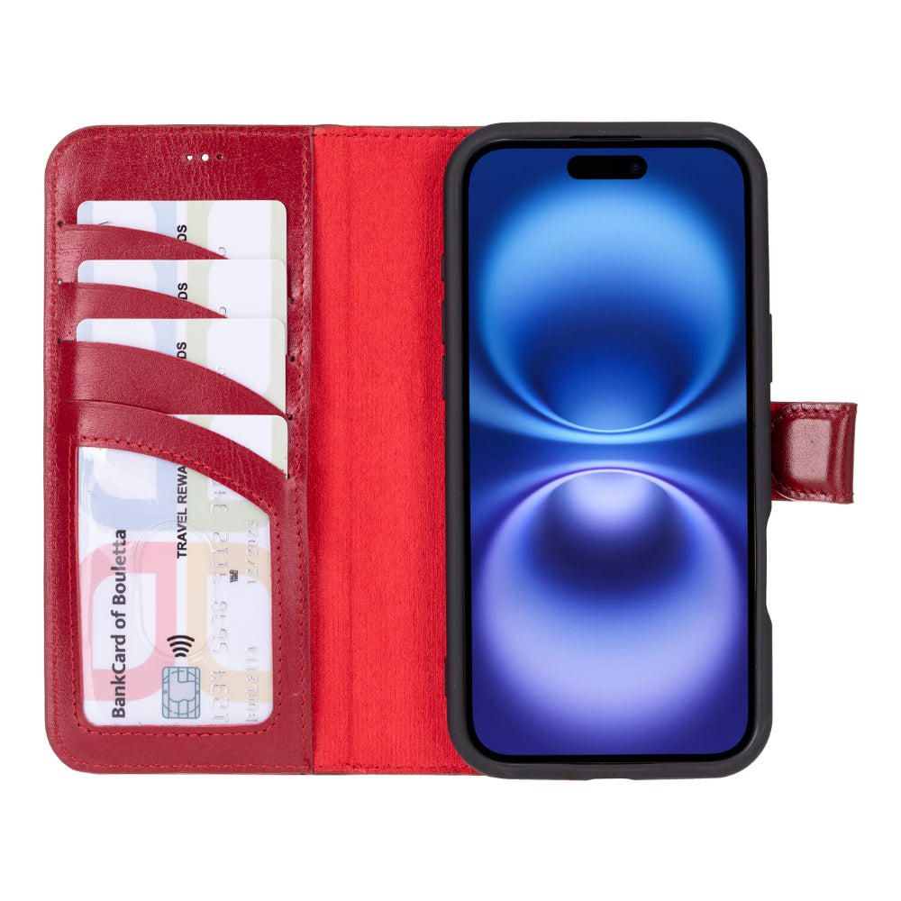 Magic iPhone 16 Plus Detachable Genuine Leather Wallet Case