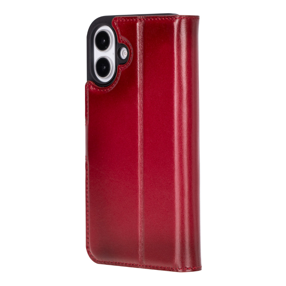 Magic iPhone 16 Plus Detachable Genuine Leather Wallet Case