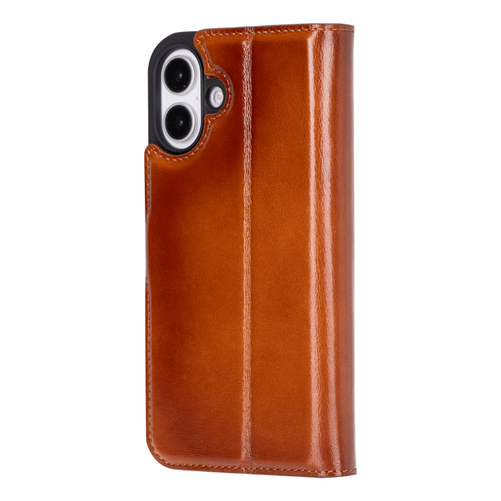 Magic iPhone 16 Plus Detachable Genuine Leather Wallet Case