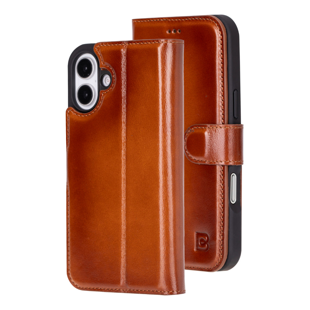 Magic iPhone 16 Plus Detachable Genuine Leather Wallet Case