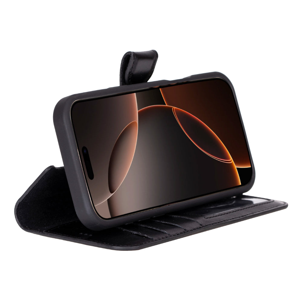 Magic iPhone 16 Pro Genuine Leather Detachable Wallet Case