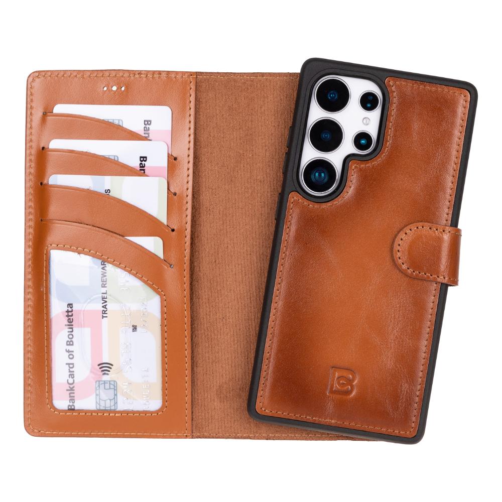 Magic Samsung Galaxy S25 Ultra Detachable Genuine Leather Wallet Case