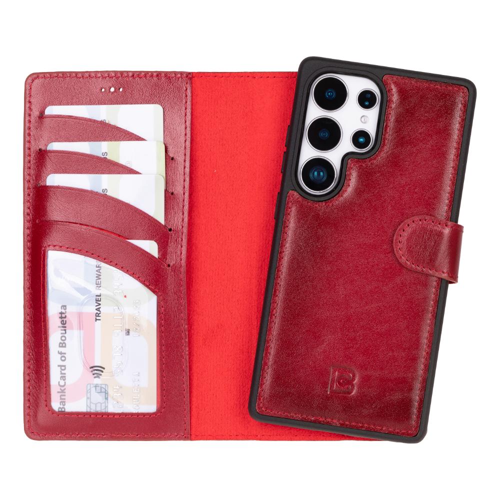 Magic Samsung Galaxy S25 Ultra Detachable Genuine Leather Wallet Case
