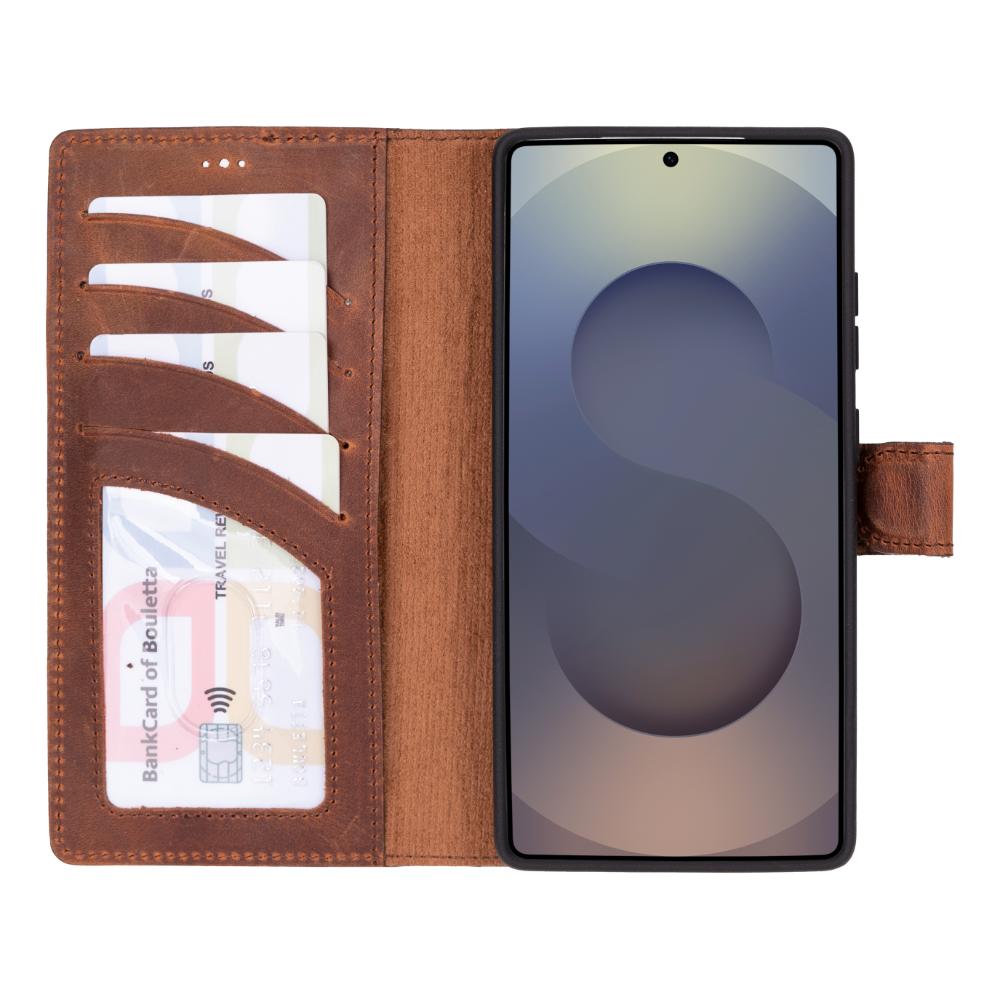 Magic Samsung Galaxy S25 Ultra Çıkarılabilir Hakiki Deri Cüzdan Kılıf