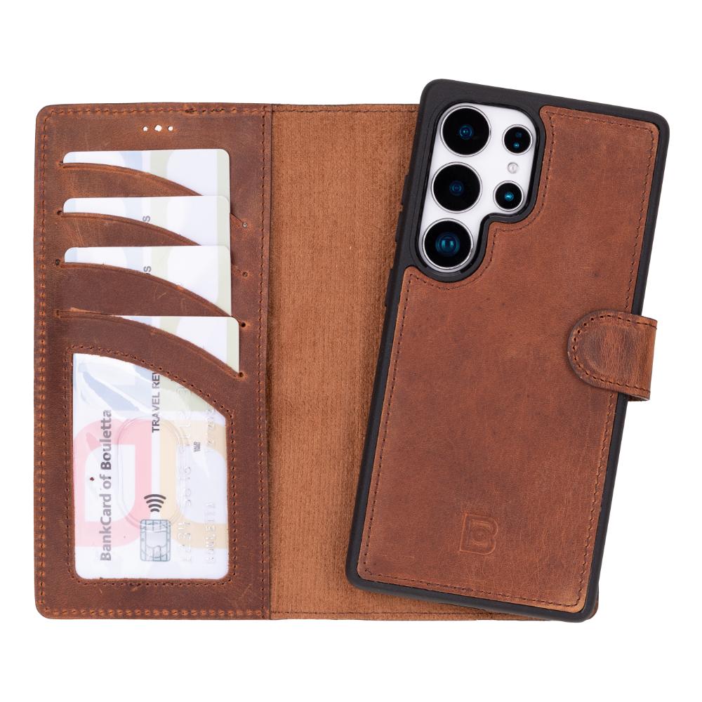 Magic Samsung Galaxy S25 Ultra Detachable Genuine Leather Wallet Case