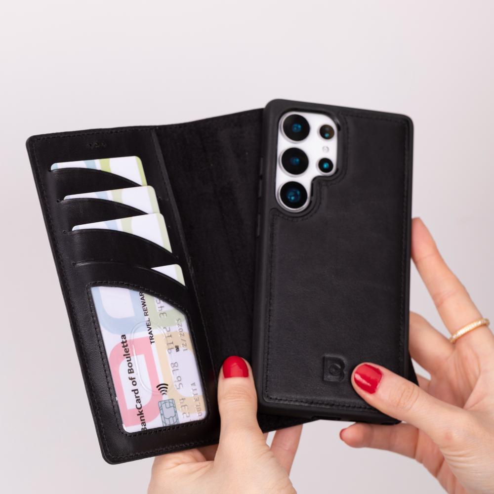 Magic Samsung Galaxy S25 Ultra Çıkarılabilir Hakiki Deri Cüzdan Kılıf
