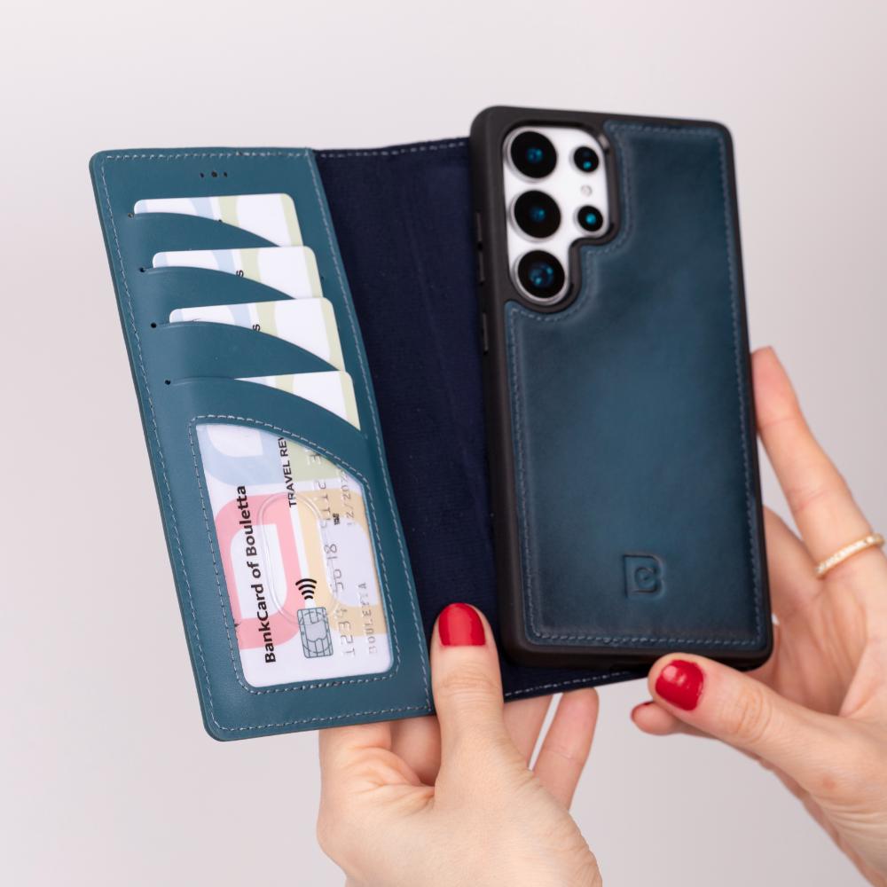 Magic Samsung Galaxy S25 Ultra Detachable Genuine Leather Wallet Case