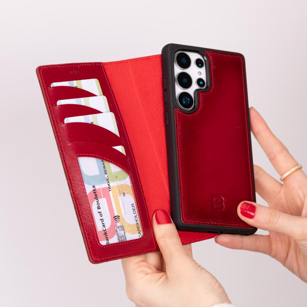 Magic Samsung Galaxy S25 Ultra Detachable Genuine Leather Wallet Case