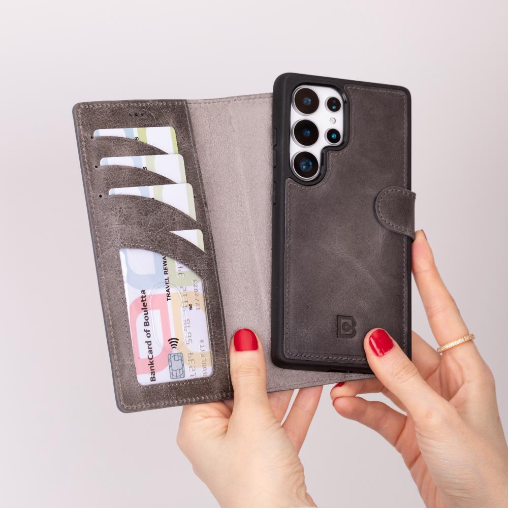 Magic Samsung Galaxy S25 Ultra Detachable Genuine Leather Wallet Case