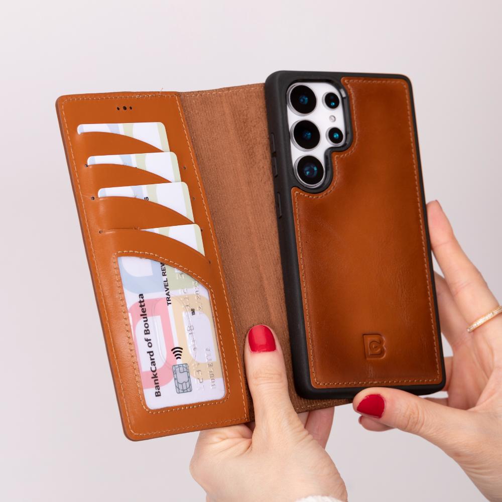 Magic Samsung Galaxy S25 Ultra Detachable Genuine Leather Wallet Case