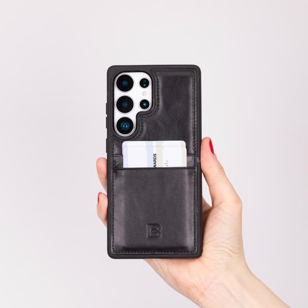 Flex Cover Gerçek Deri Samsung Galaxy S25 Ultra Kılıf Kart Tutucu ile