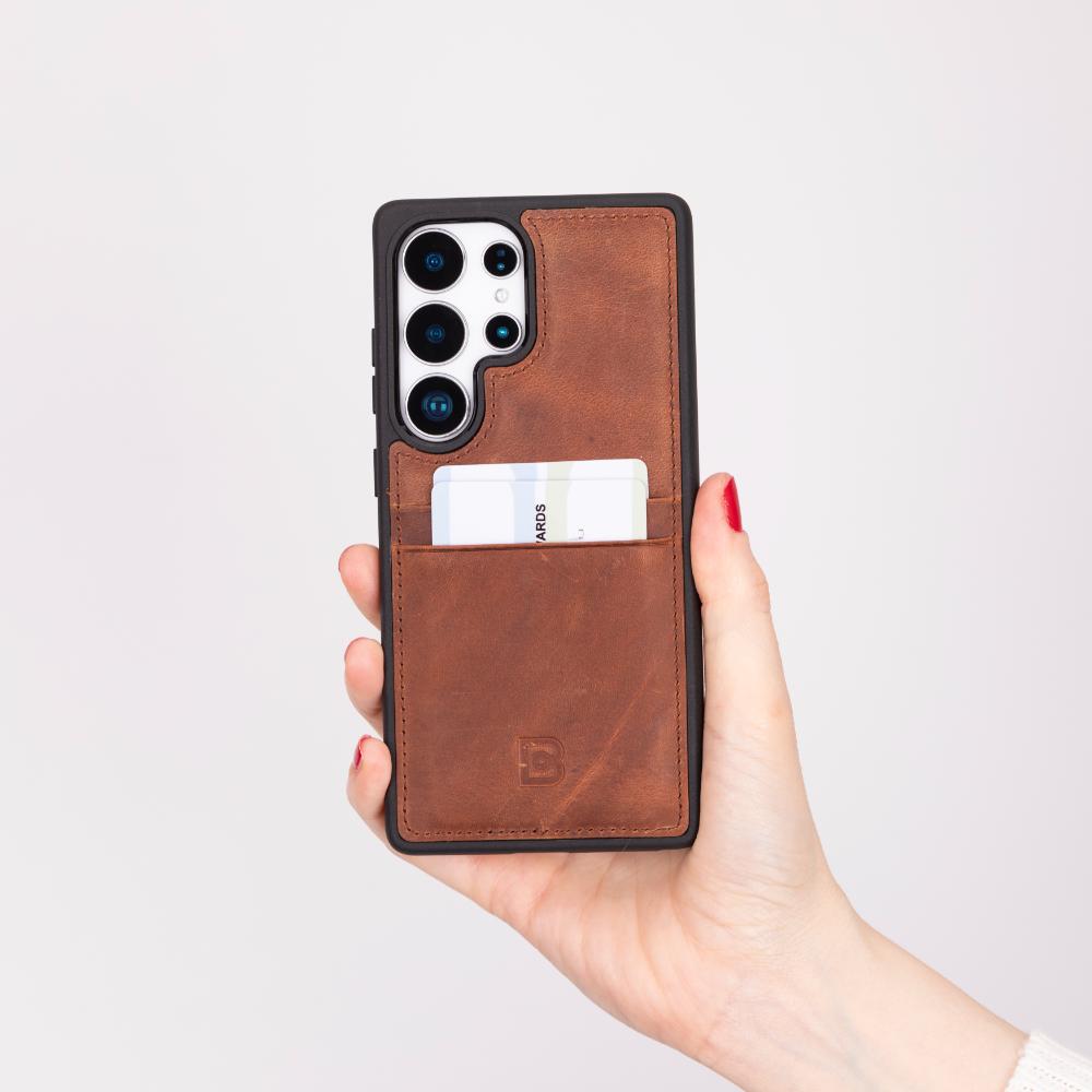 Flex Cover Gerçek Deri Samsung Galaxy S25 Ultra Kılıf Kart Tutucu ile