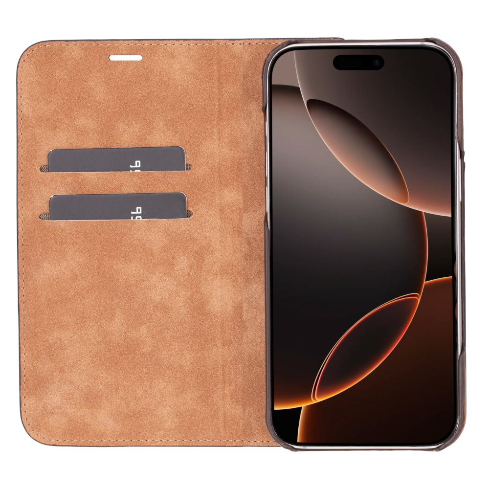 Sonat iPhone 16 Pro Max Deri Cüzdan Kılıf