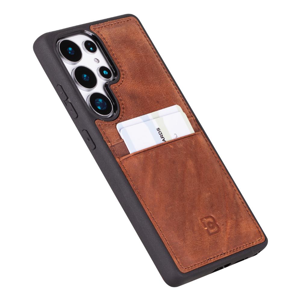 Flex Cover Gerçek Deri Samsung Galaxy S25 Ultra Kılıf Kart Tutucu ile