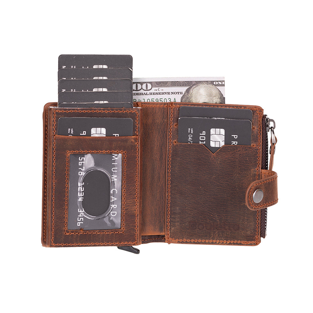 Lumora Genuine Leather Pop-up Card Holder