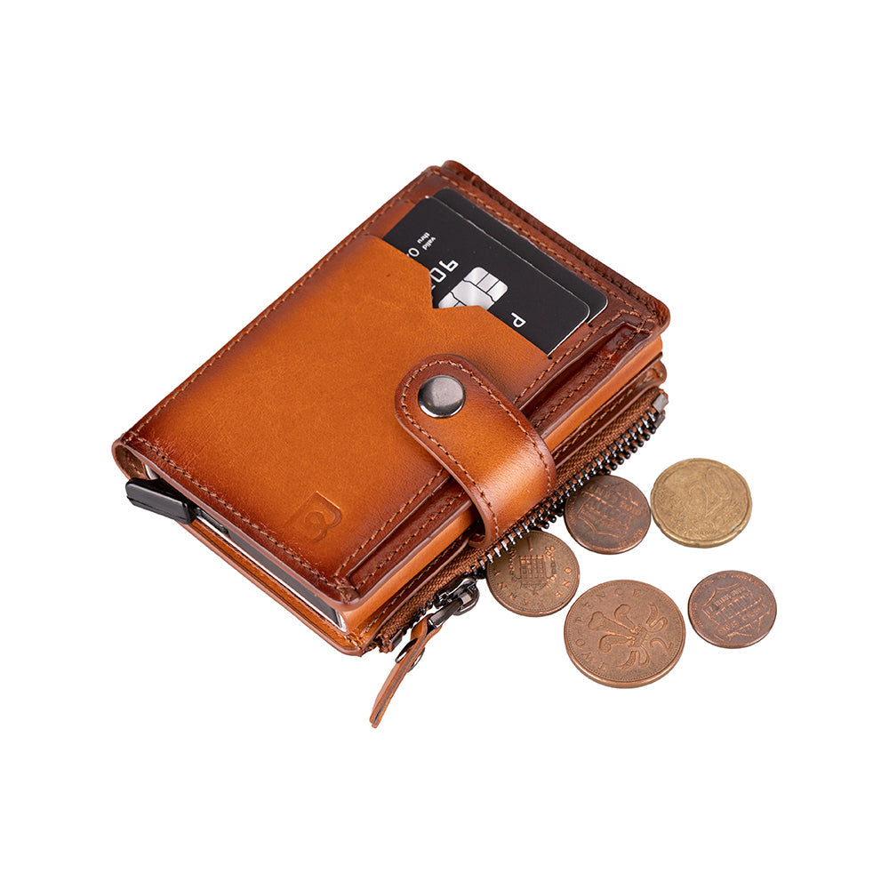 Lumora Genuine Leather Pop-up Card Holder