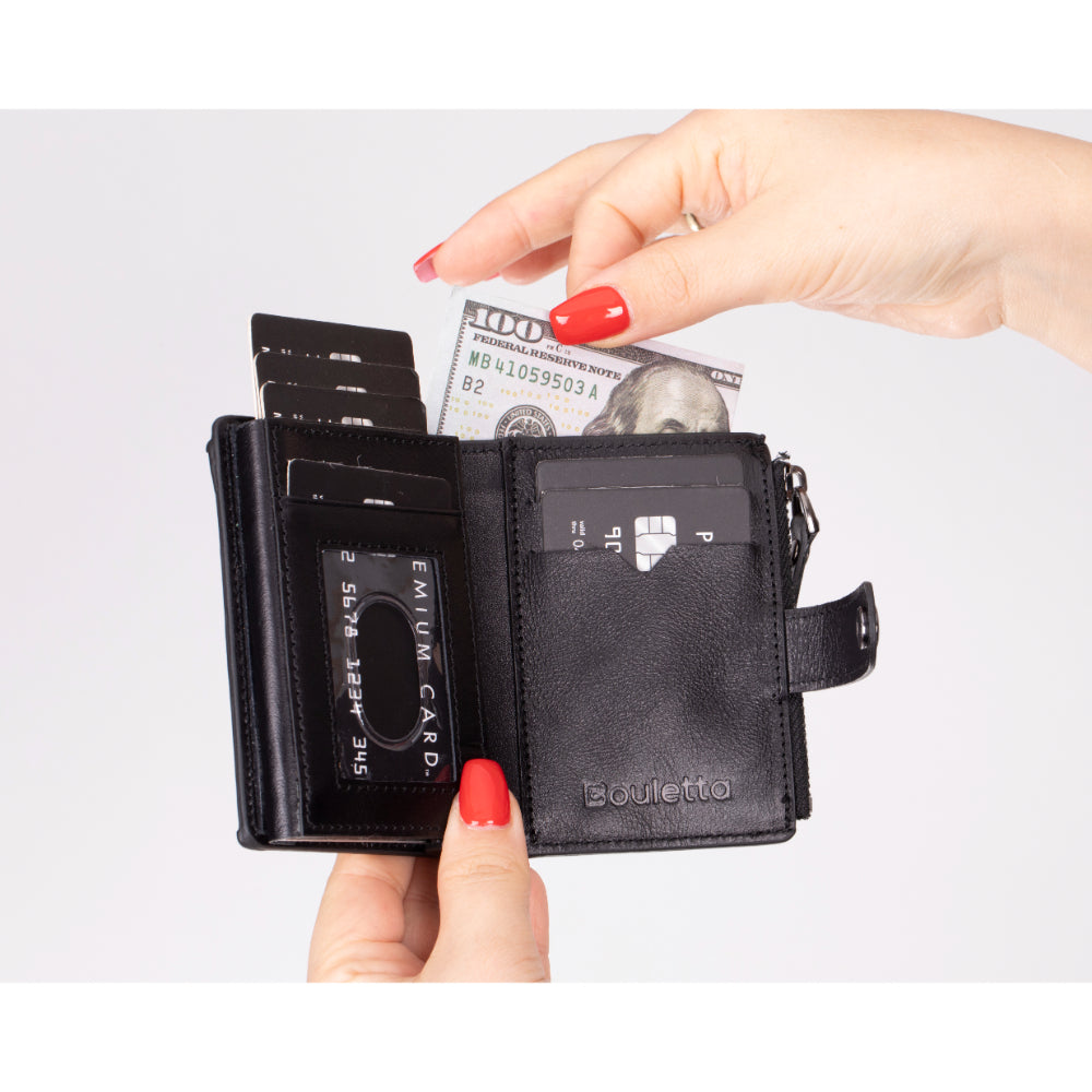 Lumora Genuine Leather Pop-up Card Holder