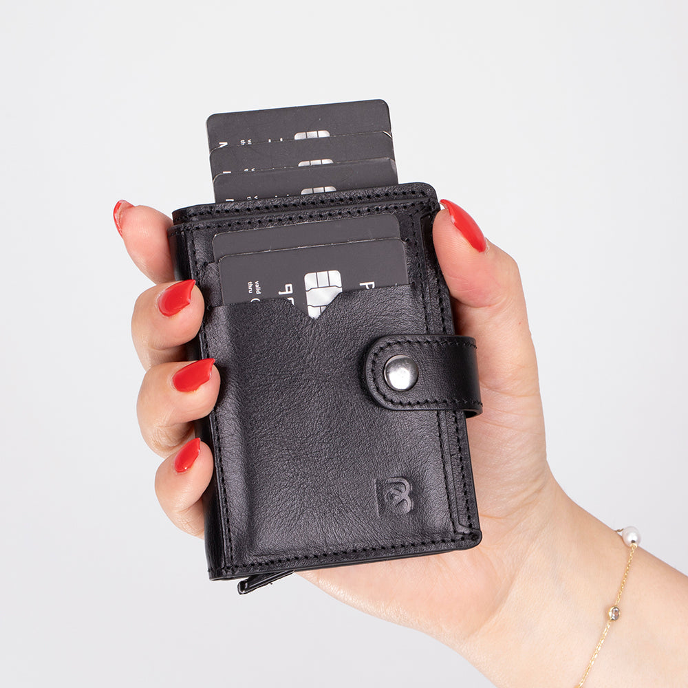 Lumora Genuine Leather Pop-up Card Holder