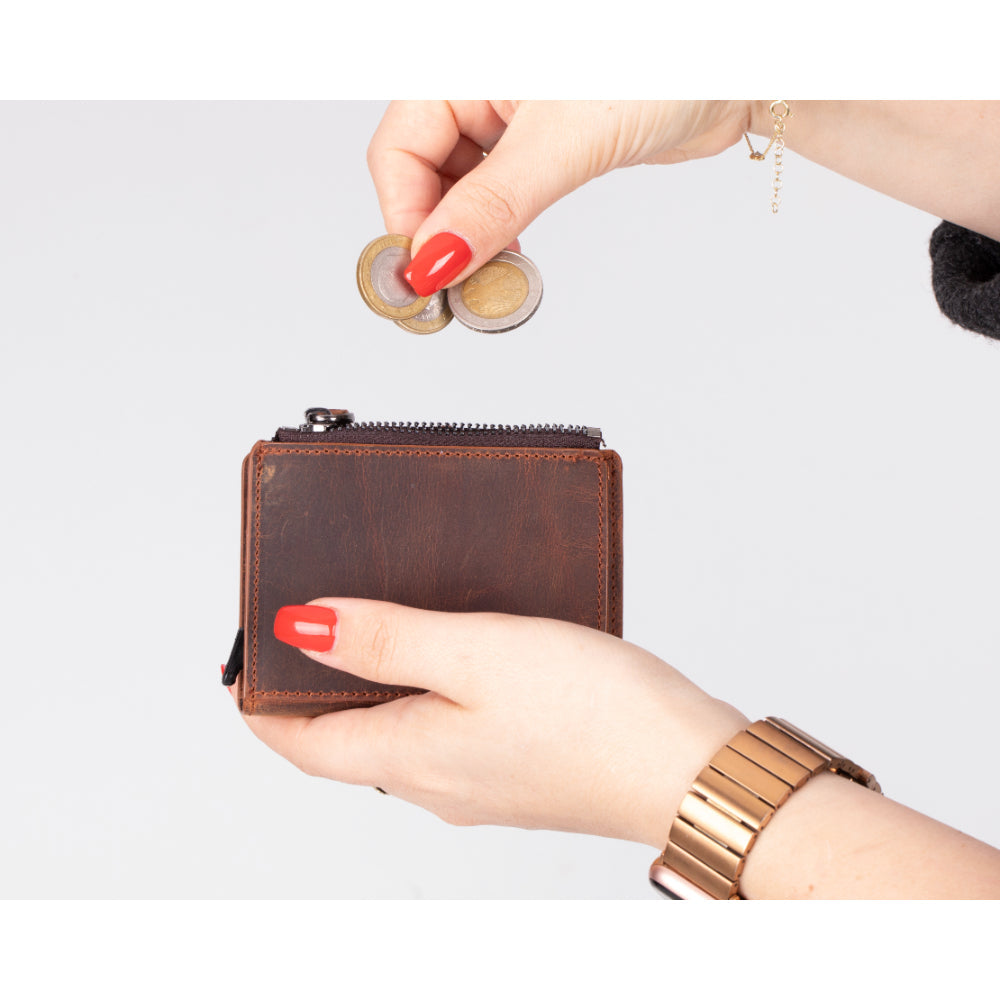 Lumora Genuine Leather Pop-up Card Holder