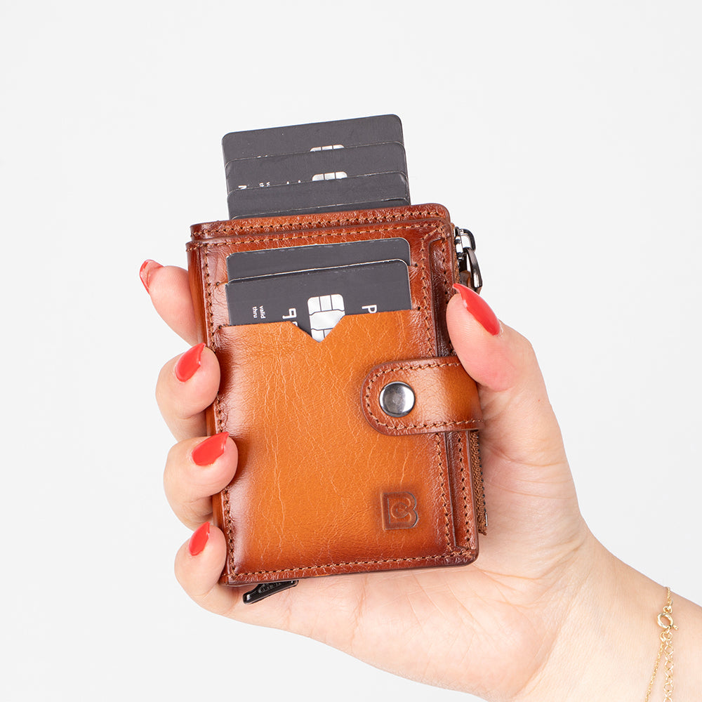 Lumora Genuine Leather Pop-up Card Holder