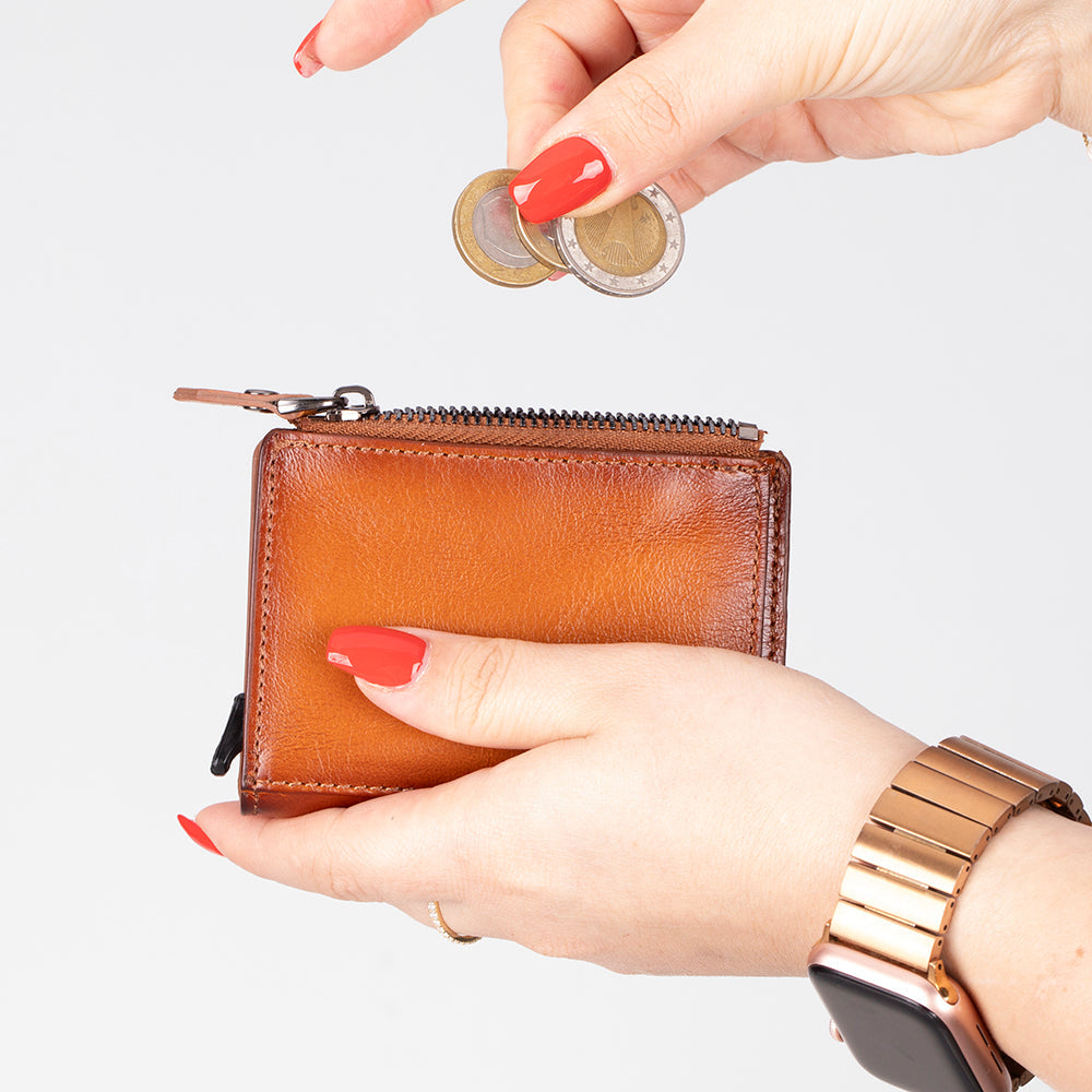 Lumora Genuine Leather Pop-up Card Holder