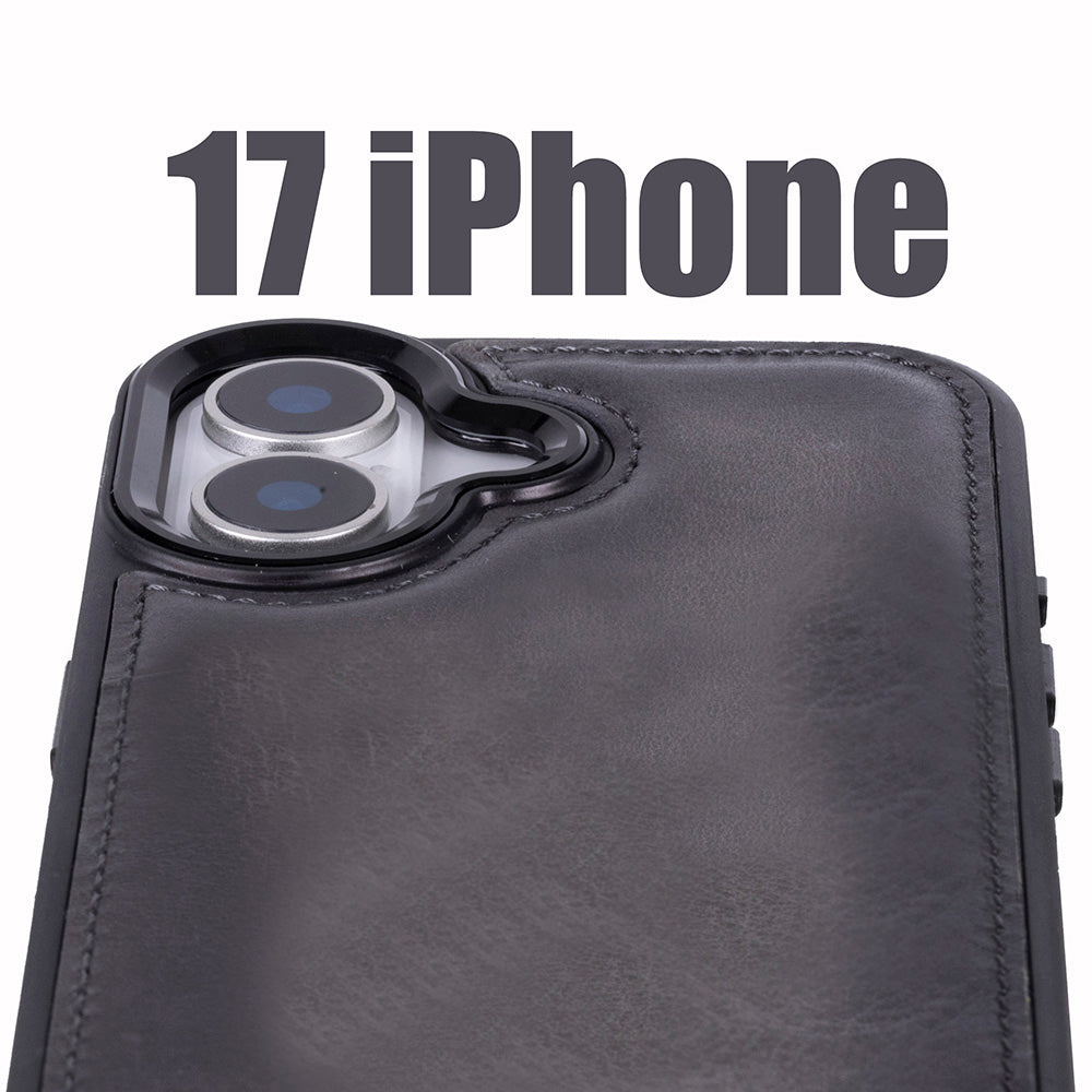 Magic iPhone 17 Detachable Genuine Leather Wallet Case