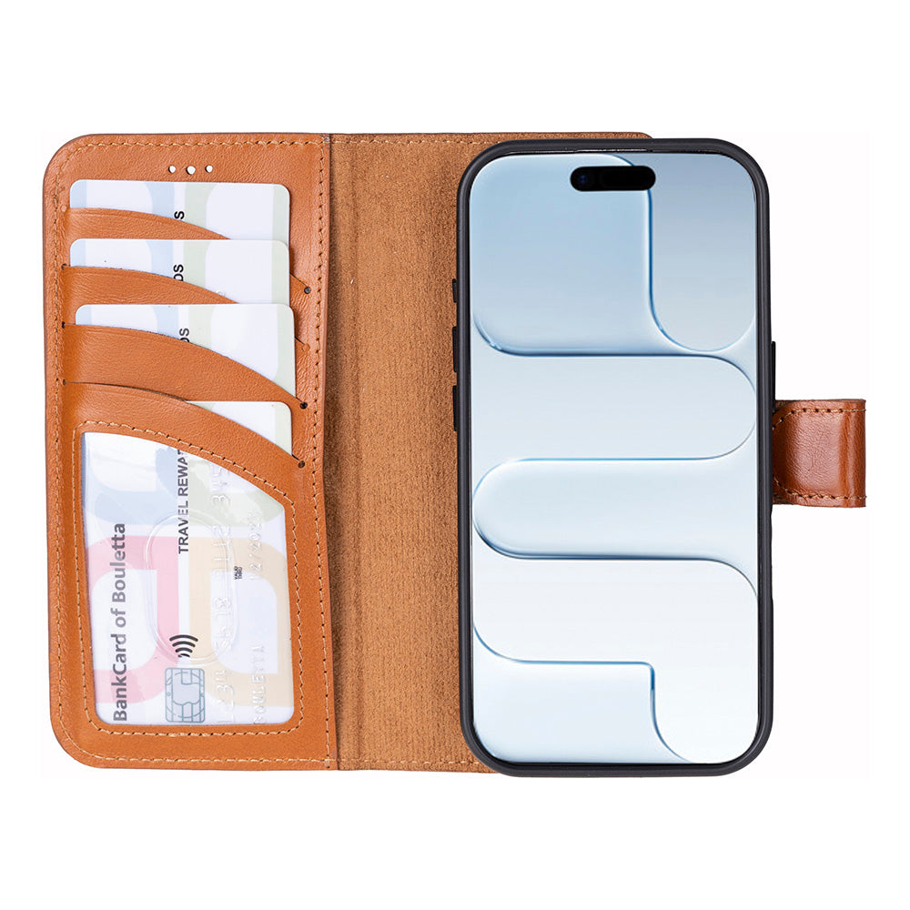 Magic iPhone 17 Detachable Genuine Leather Wallet Case
