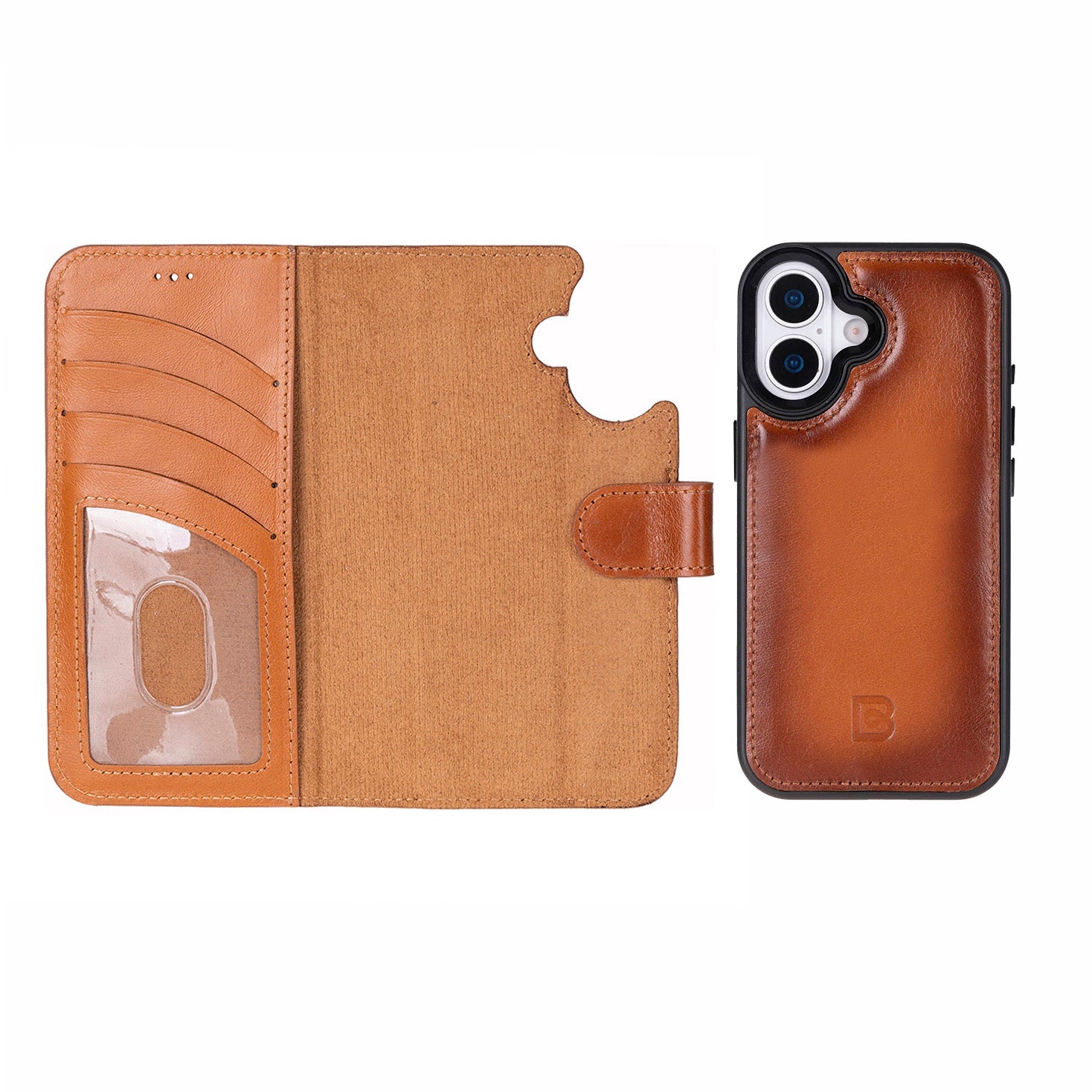 Magic iPhone 17 Detachable Genuine Leather Wallet Case
