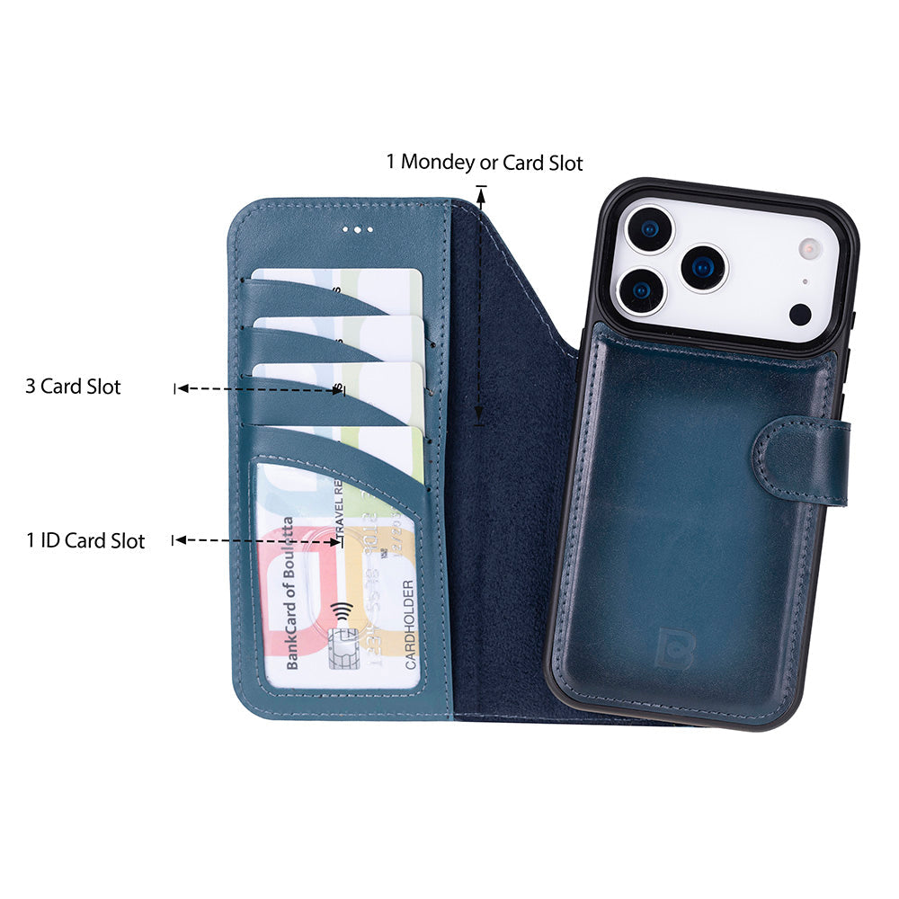Magic iPhone 17 Pro Max Leather Detachable Wallet Case (RFID, Bouletta)