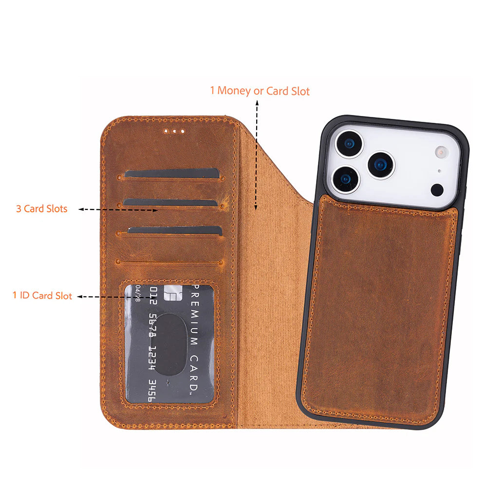 Magic iPhone 17 Pro Max Leather Detachable Wallet Case (RFID)