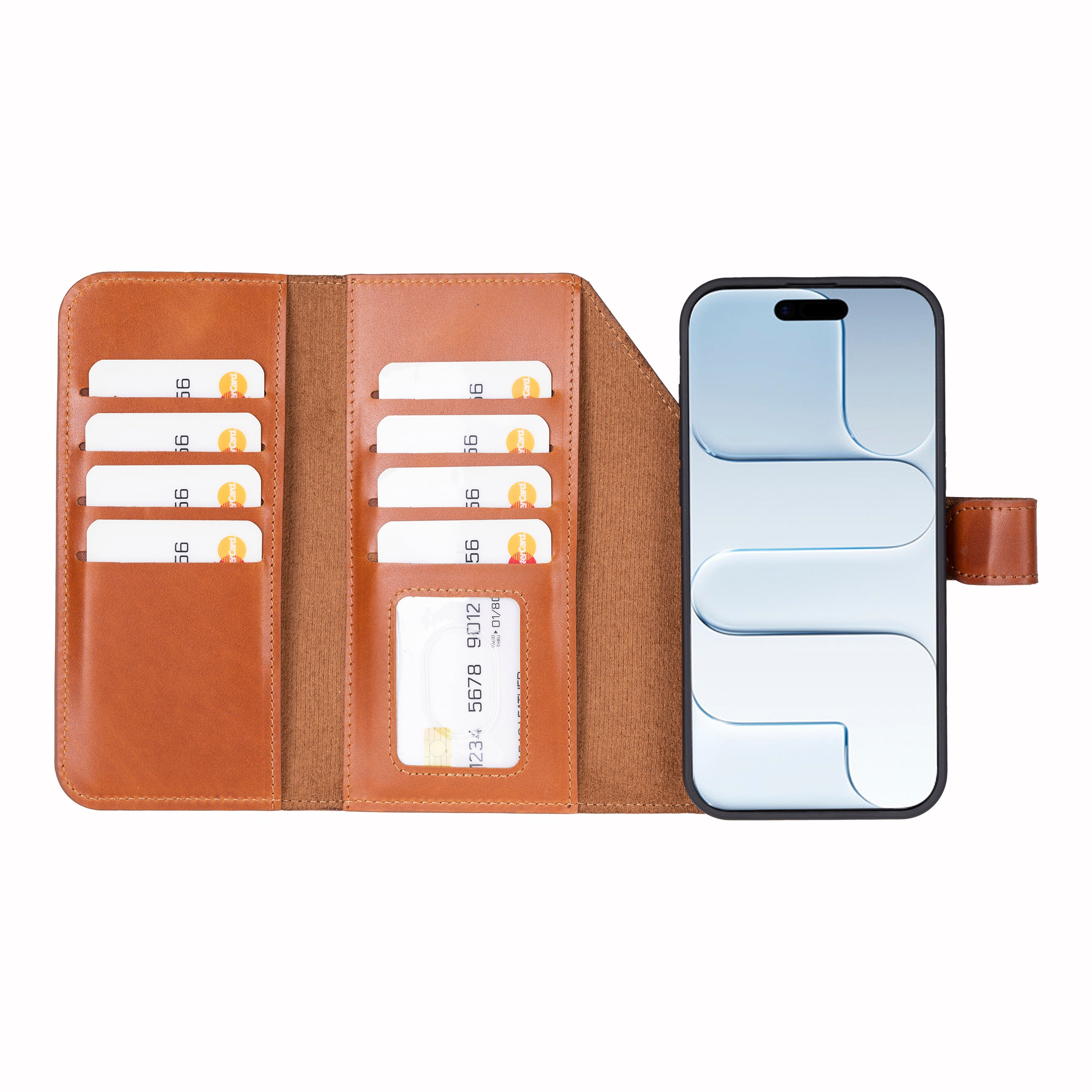 Santa iPhone 17 Pro Max Genuine Leather Detachable Wallet Case