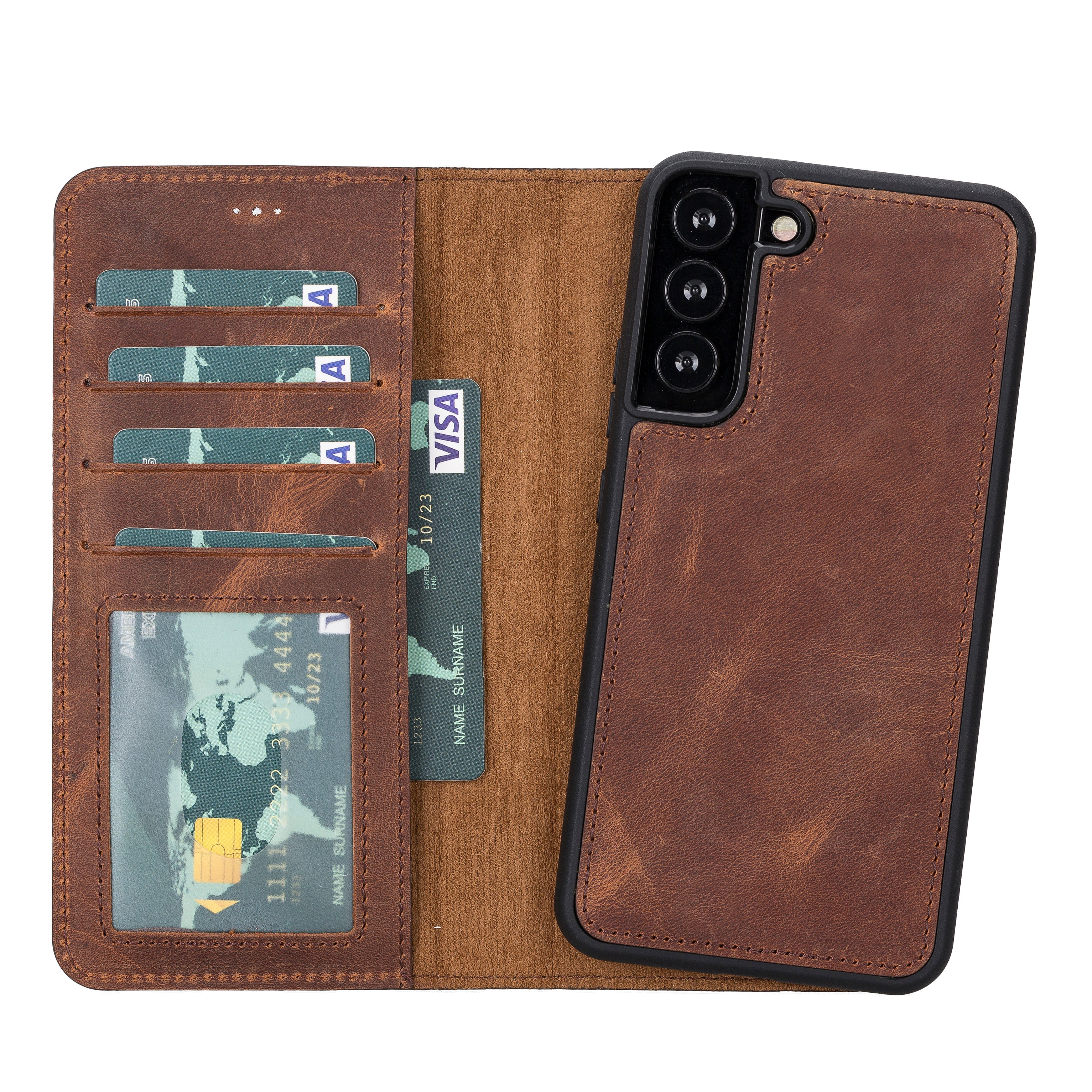 Magic Samsung Galaxy S22 Genuine Leather Detachable Wallet Case