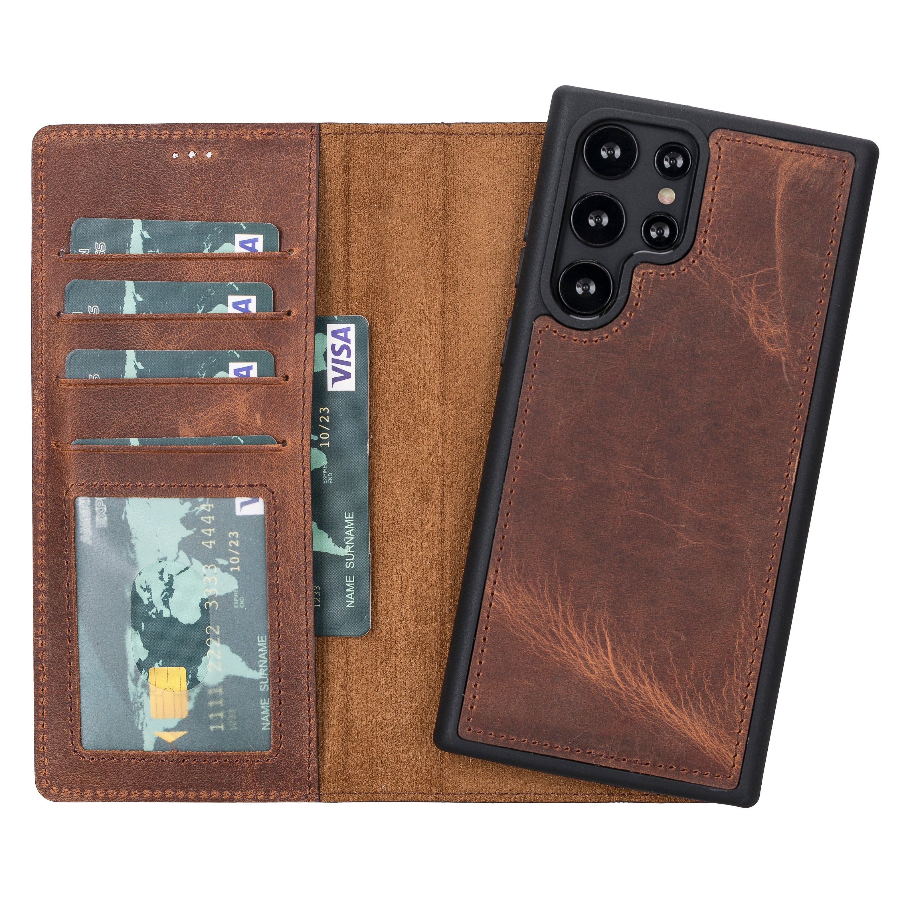 Magic Samsung Galaxy S22 Genuine Leather Detachable Wallet Case
