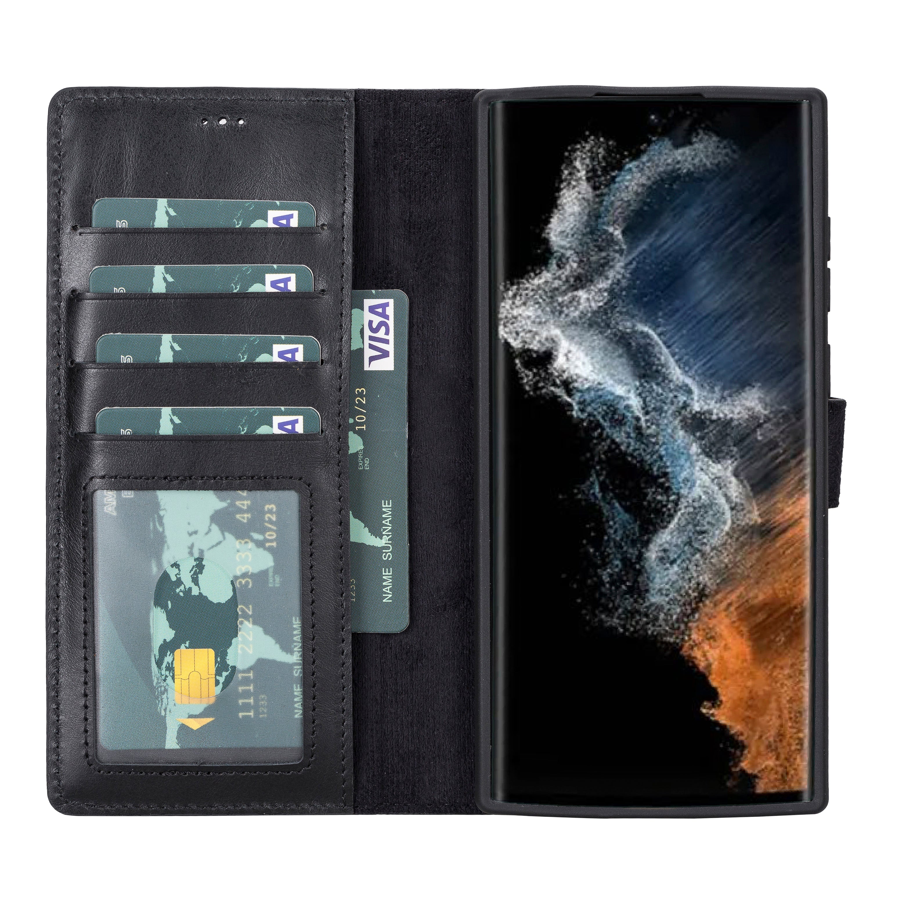 Magic Samsung Galaxy S22 Genuine Leather Detachable Wallet Case