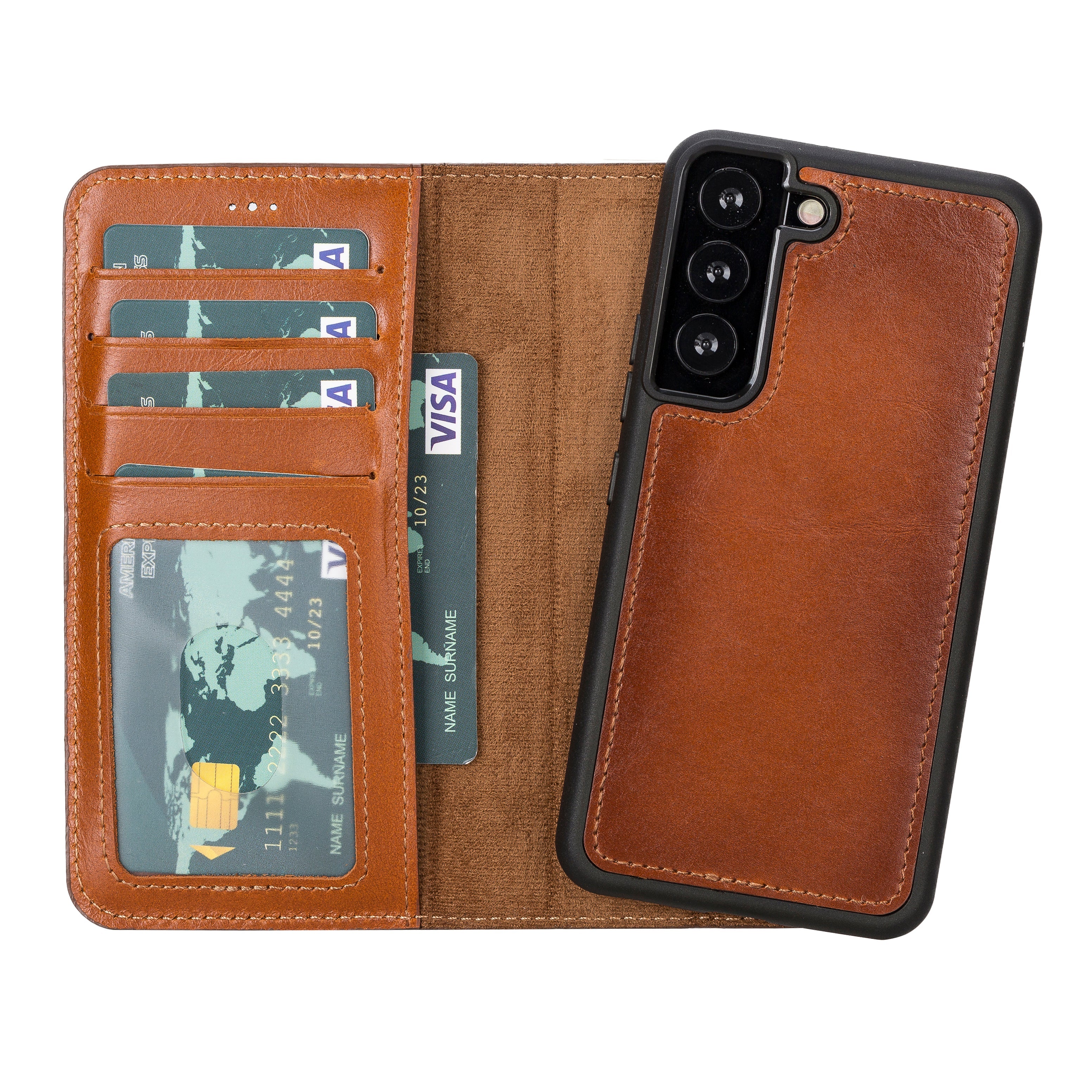 Magic Samsung Galaxy S22 Genuine Leather Detachable Wallet Case