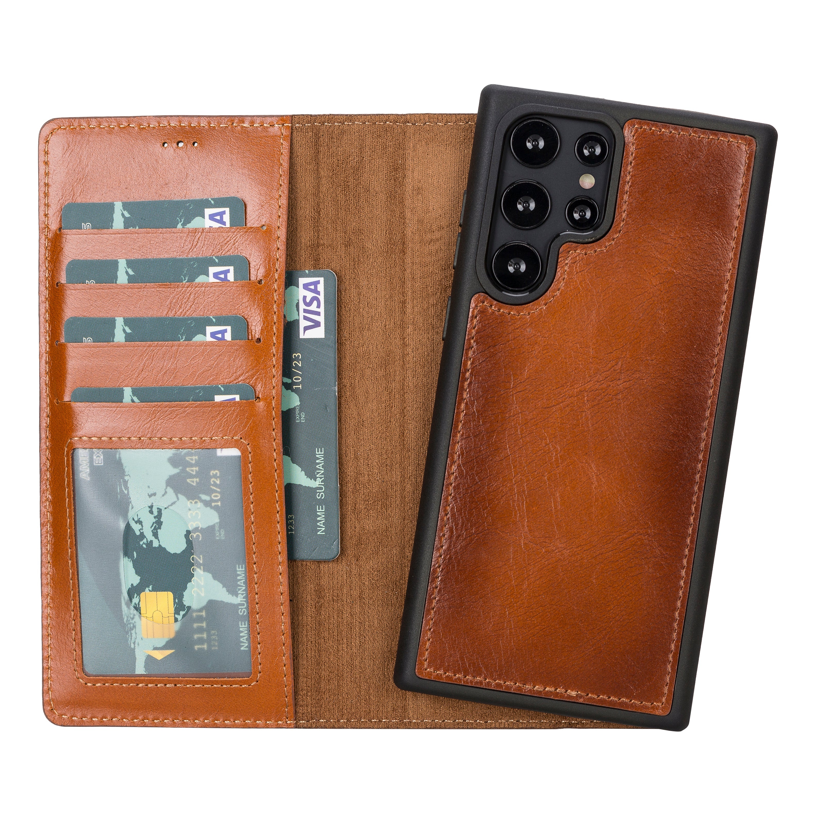 Magic Samsung Galaxy S22 Genuine Leather Detachable Wallet Case