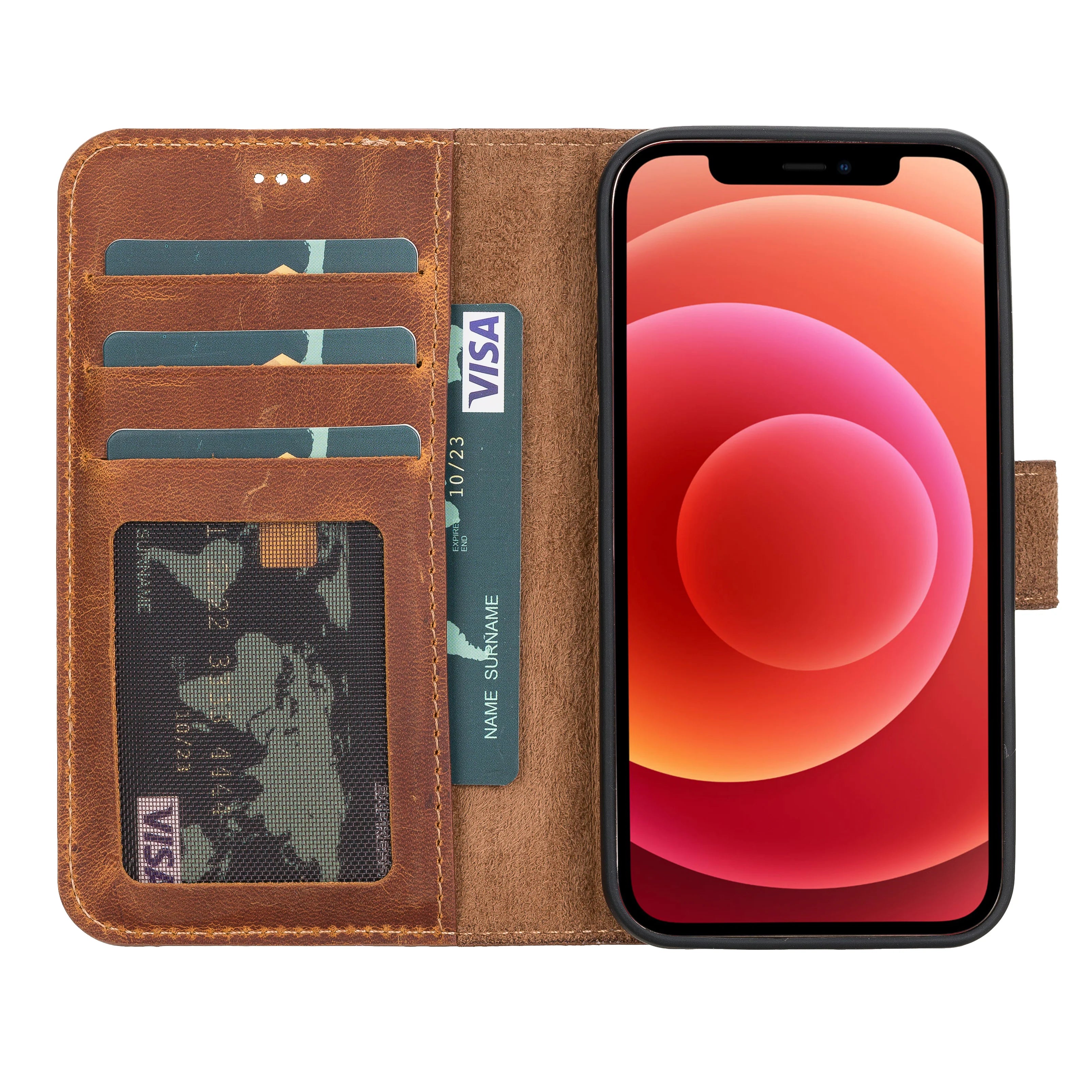 Liluri iPhone 12 Mini Detachable Genuine Leather Wallet Case