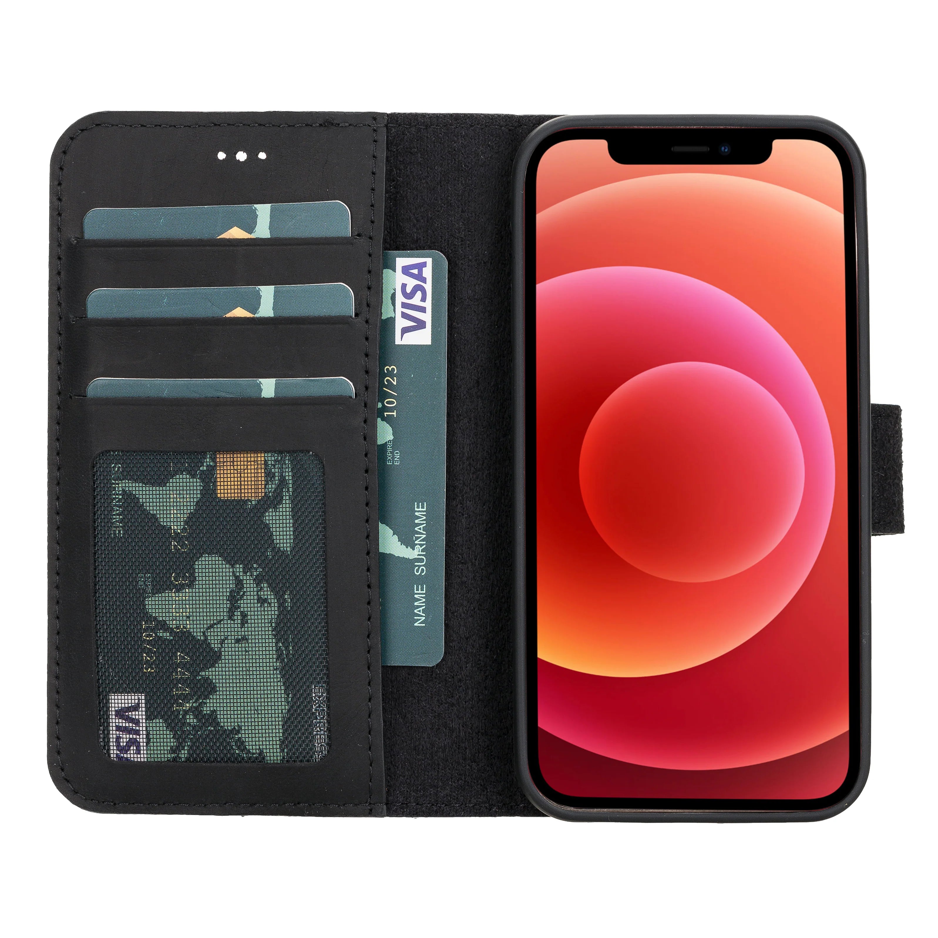 Liluri iPhone 12 Mini Detachable Genuine Leather Wallet Case