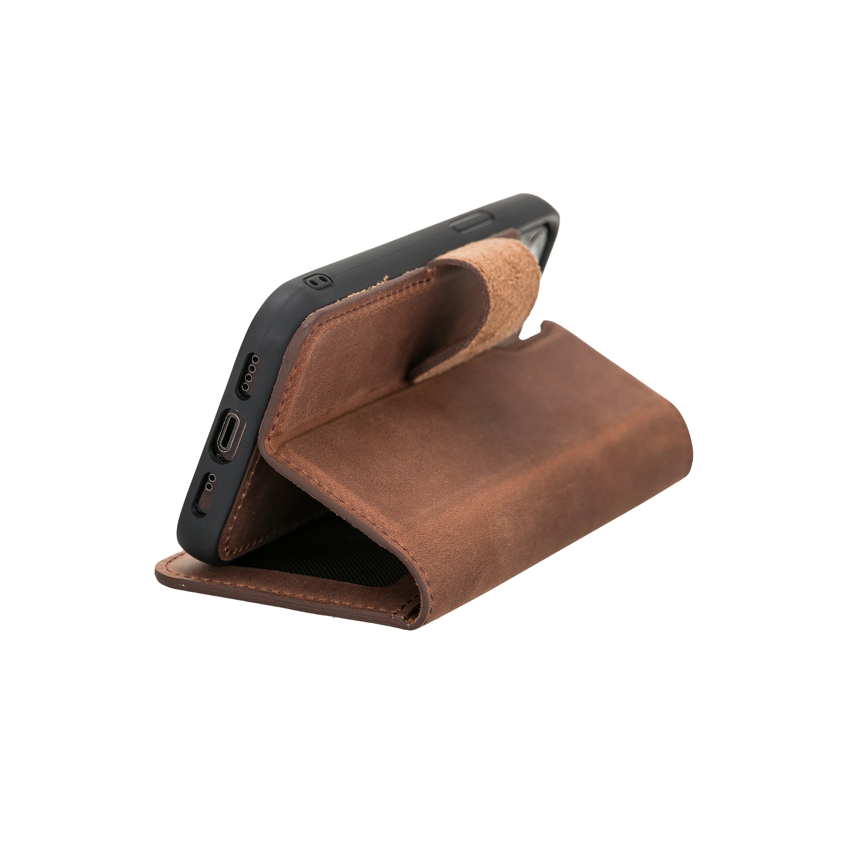 Liluri iPhone 12 Mini Detachable Genuine Leather Wallet Case
