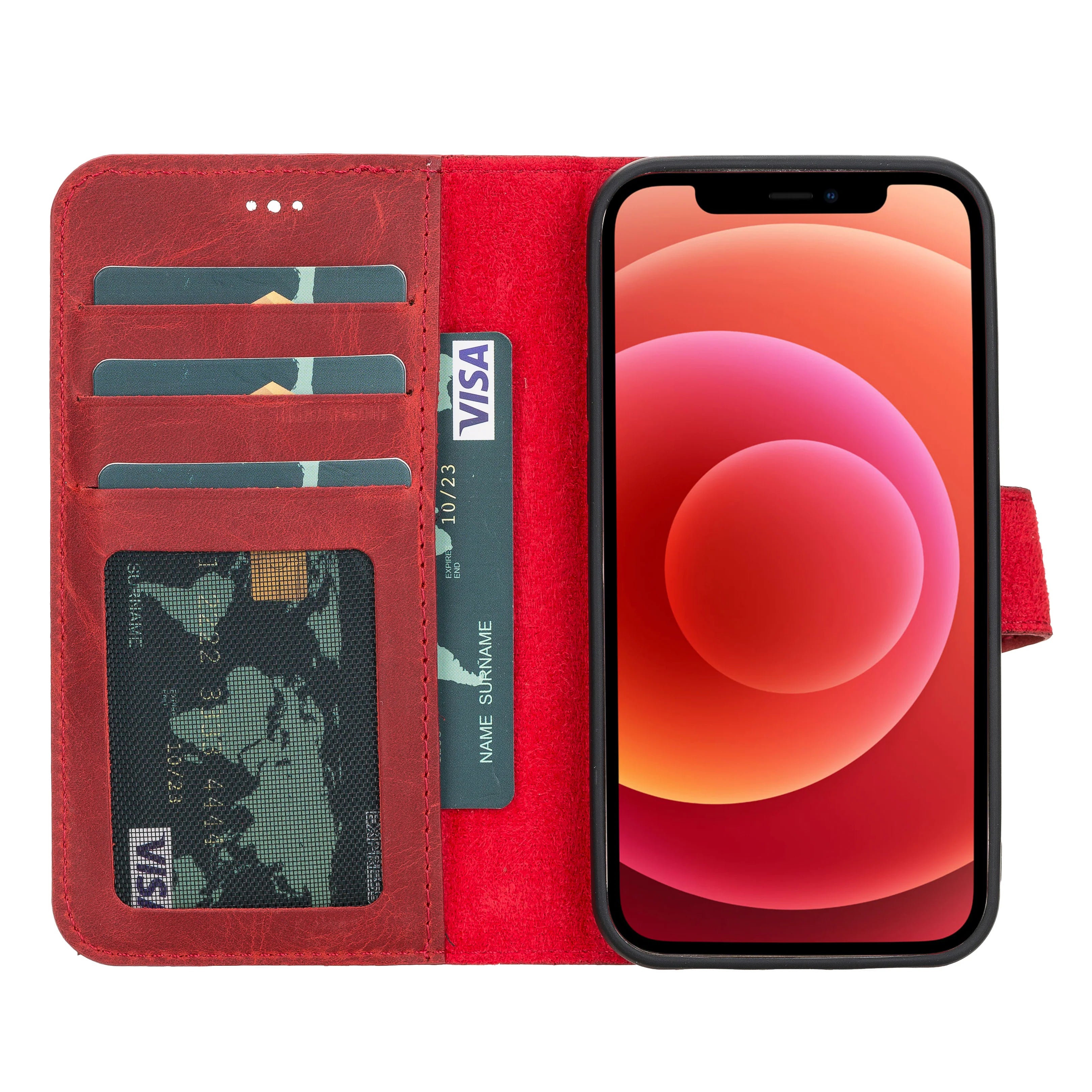 Liluri iPhone 12 Mini Detachable Genuine Leather Wallet Case