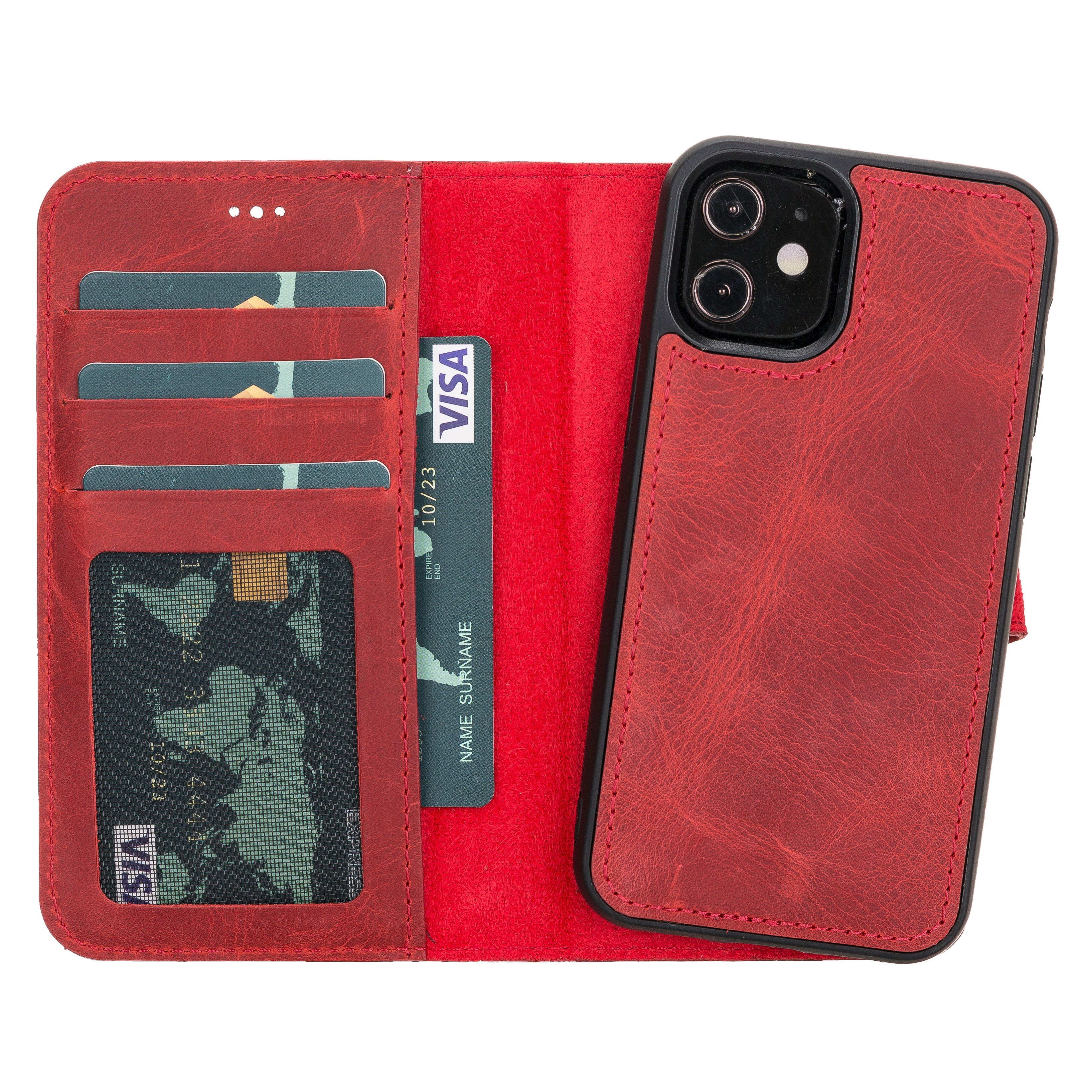 Liluri iPhone 12 Mini Detachable Genuine Leather Wallet Case