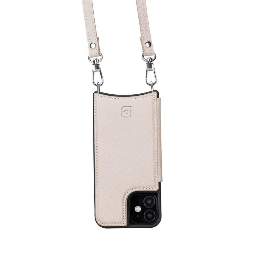 Saff iPhone 12 Mini Genuine Leather Case with Shoulder Strap