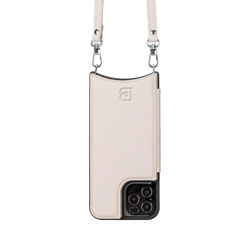 Saff iPhone 12 Pro Max Genuine Leather Case with Shoulder Strap